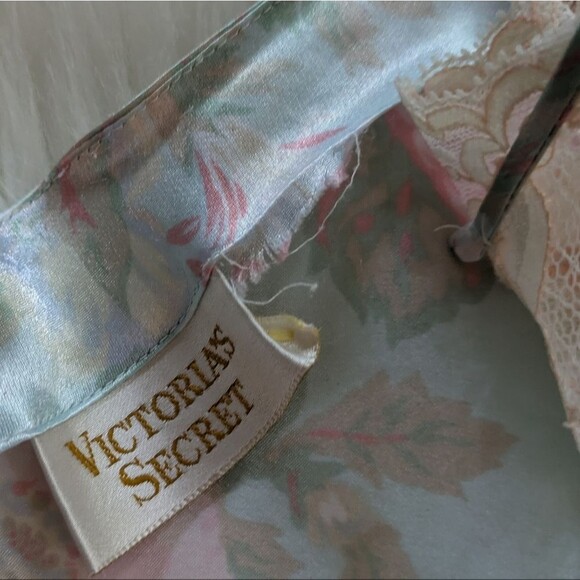 Vintags Victoria Secret Gold Label Night Gown Slip Midi Dress Floral Lace 90s L - Picture 4 of 7